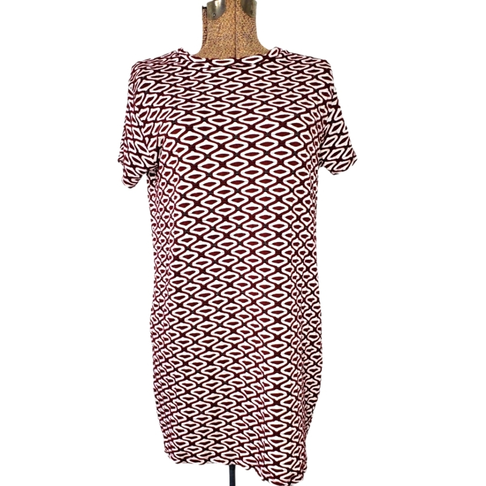 Zara Trafaluc red and white shift dress large